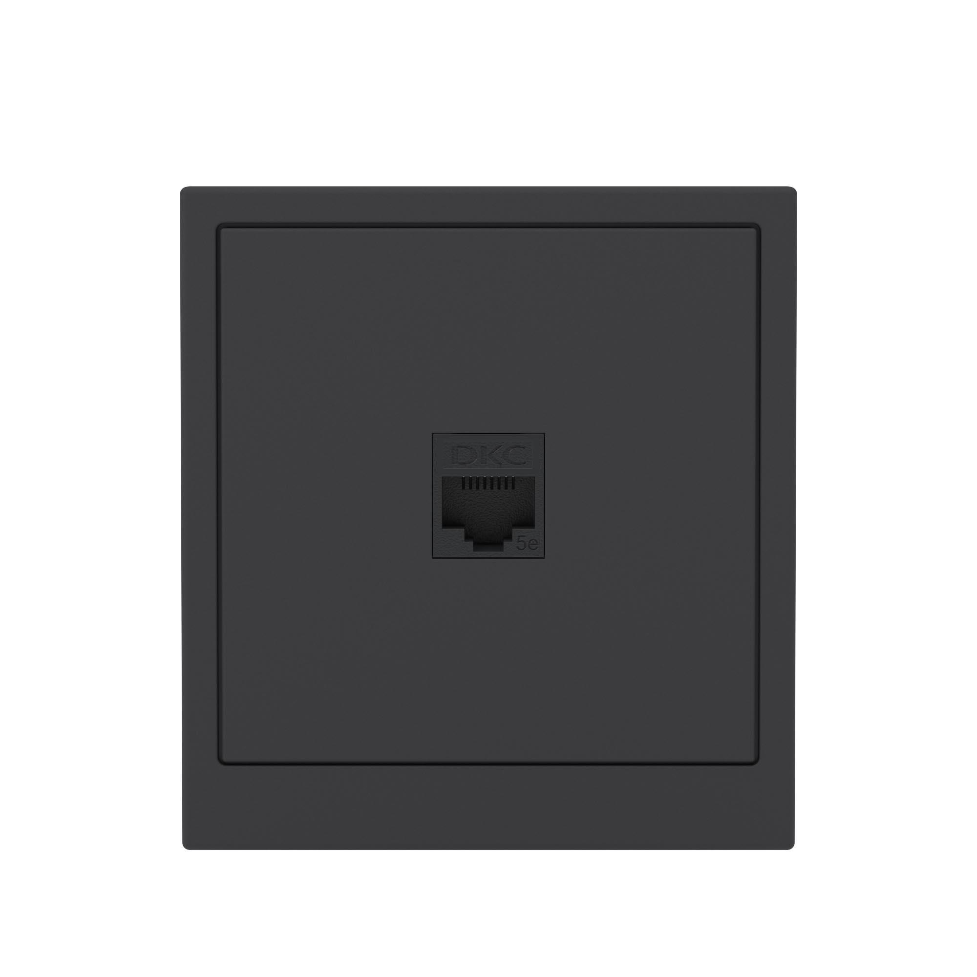Компьютерная розетка RJ-45 без шторки, кат.5е одинарная, KANT, черный уголь DKC 7012663