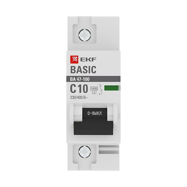 Автоматический выключатель 1P 10А (C) 10kA ВА 47-100 Basic EKF mcb47100-1-10C-bas