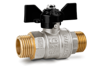 Кран шаровый латунный никелированный 11б27п1 Ду15 Ру40 (1/2') НР/НР бабочка LD Pride 47.15.Н-Н.Б LD 47.304.15