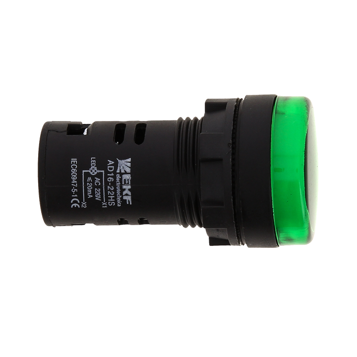 Лампа AD16-22HS LED матрица 22мм зеленый EKF ledm-ad16-g