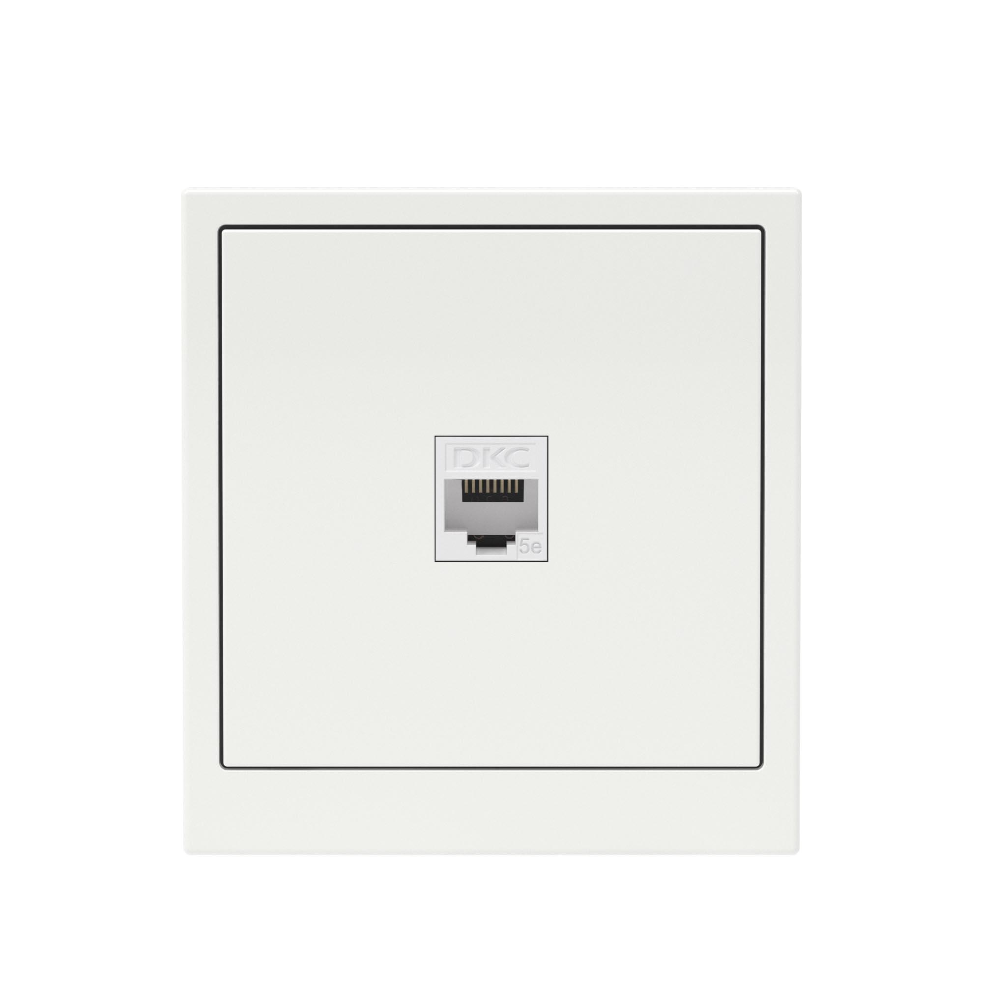 Компьютерная розетка RJ-45 без шторки, кат.5е одинарная, KANT, белая магнолия DKC 7000663