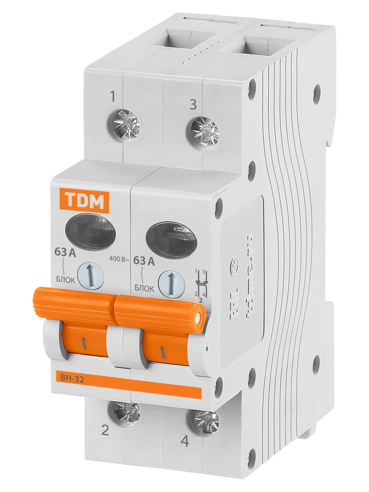 Выключатель нагрузки (мини-рубильник) ВН-32 2P 63A TDM ELECTRIC SQ0211-0017