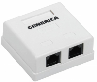 Розетка информационная настенная RJ45 категории 5Е UTP 2 порта GENERICA Generica CS2-1C5EU-22-G
