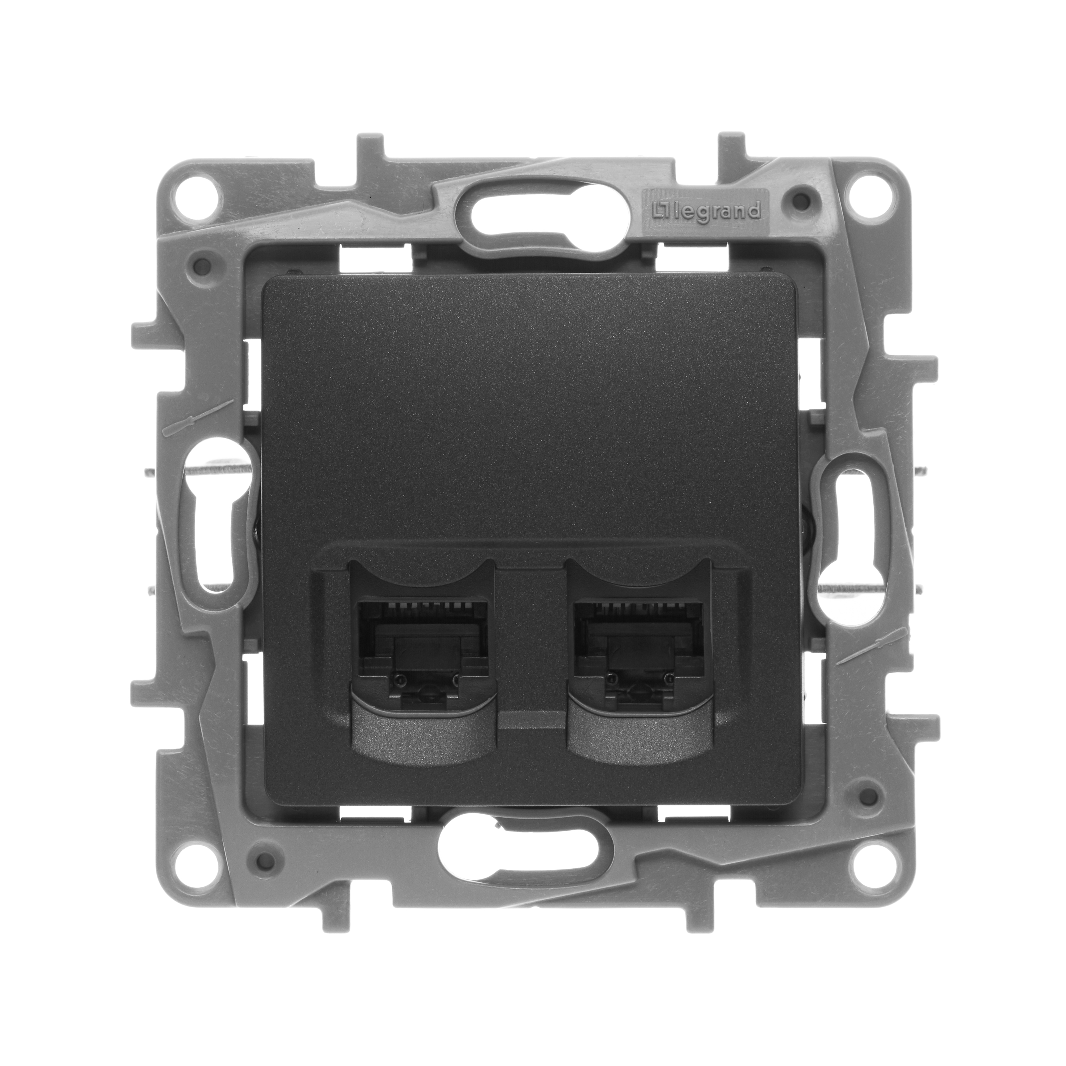 Розетка компьютерная двойная RJ45 категория 5Е UTP антрацит ETIKA IEK 672655
