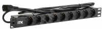 Блок розеток PDU 9 розеток шнур 2 метравилка IEC 320 C14. профиль из ПВХ. черный ITK PH22-9D2-P