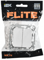 FLITE Выключатель 2-клавишный 10А ВС12-1-0-ФлБ белый IEK FI-V20-0-10-1-K01