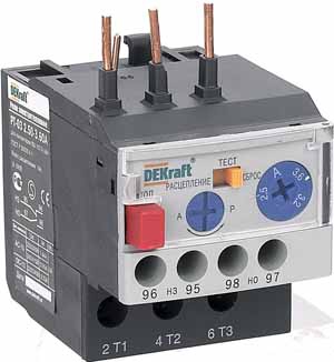 Реле электротепловое для контакторов 09-18A 6.30-9.00А РТ-03 Dekraft 23114DEK