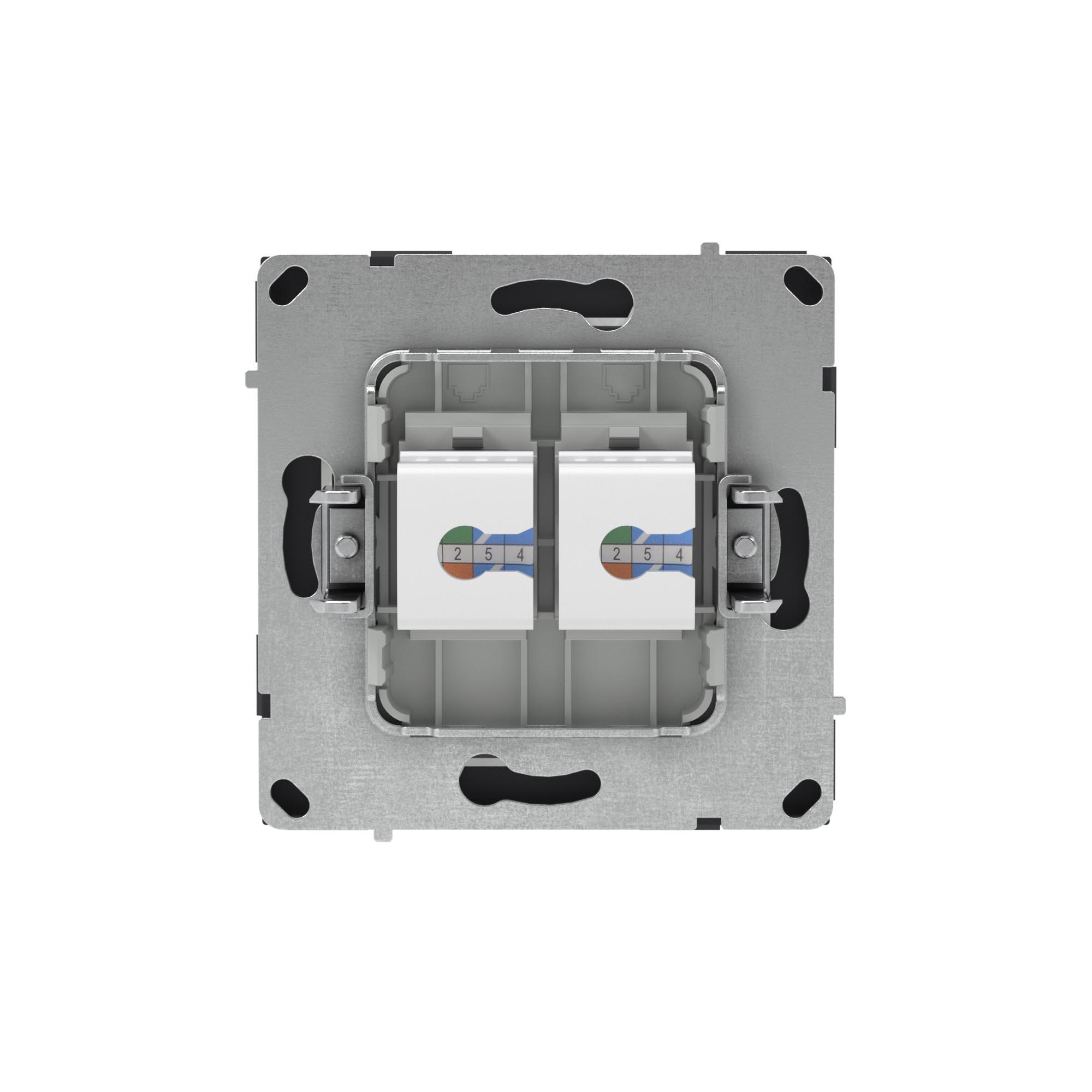 Компьютерная розетка RJ-45 без шторки, кат.6А двойная, KANT, черный уголь DKC 7012674