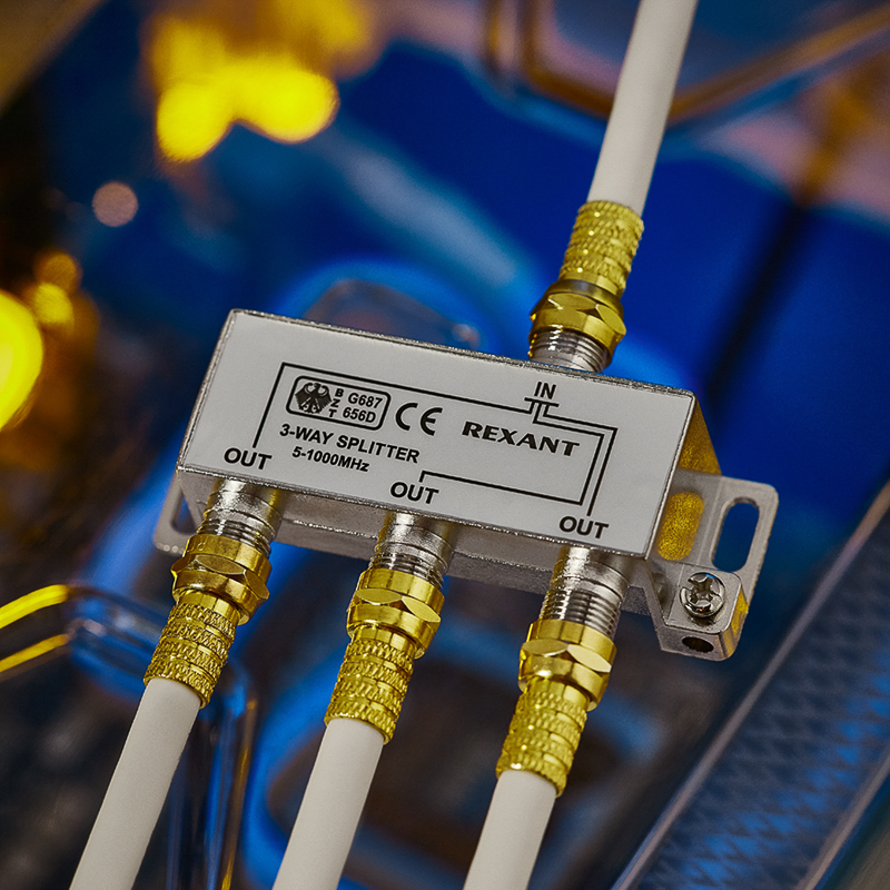Делитель ТВ х 3 под F разъём 5-1000 МГц REXANT etm05-6002