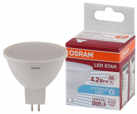 Лампа светодиодная LED 4.2Вт GU5.3 110° STAR MR16 4,2Вт (замена 50Вт),нейтральный белый свет Osram LEDVANCE 4058075129092