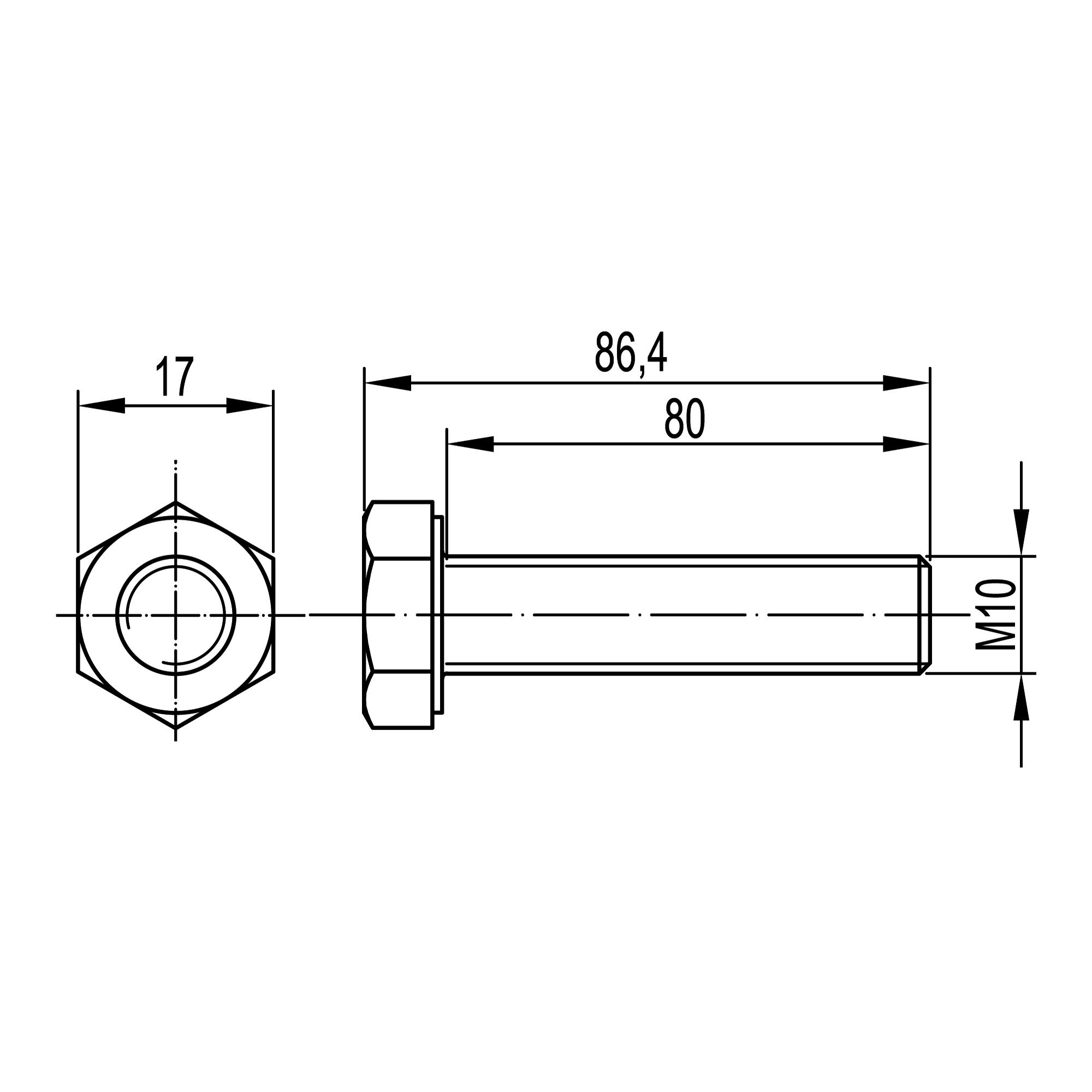 Болт шестигранная головка М10х80 DKC CM081080