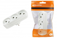 Блок на 3 гнезда 2П без заземления плоский 6А 250B TDM ELECTRIC SQ1806-0027