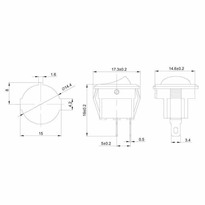 Выключатель клавишный круглый 250V 3А (2с) ON-OFF REXANT 36-2510
