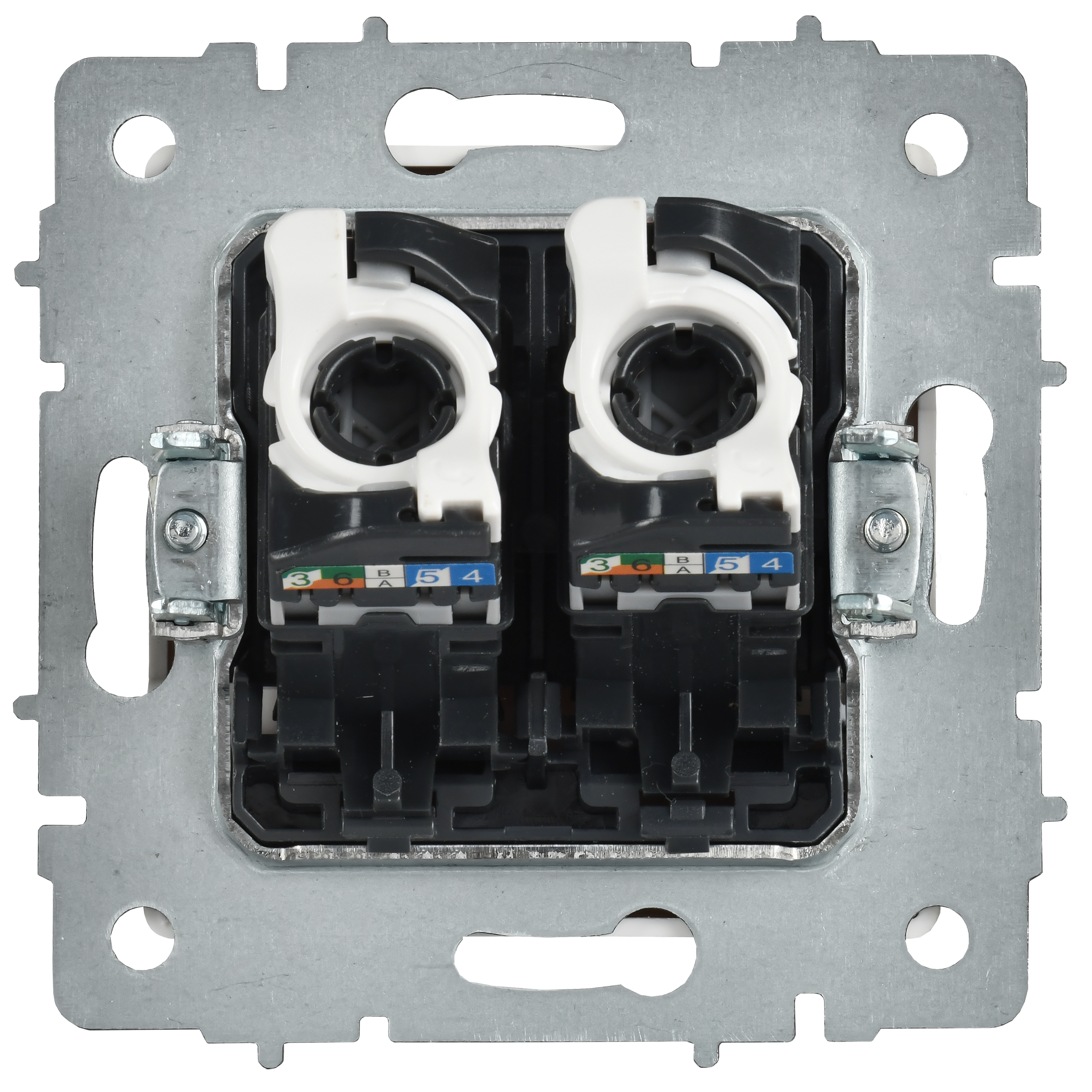 BRITE Розетка компьютерная двойная кат.5E RJ45 РК10-2-БрАБ арктический белый IEK BR-K20-1-K91