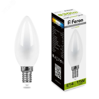 Лампа светодиодная LED 11вт Е14 белый матовая свеча FILAMENT FERON LB-713 38007