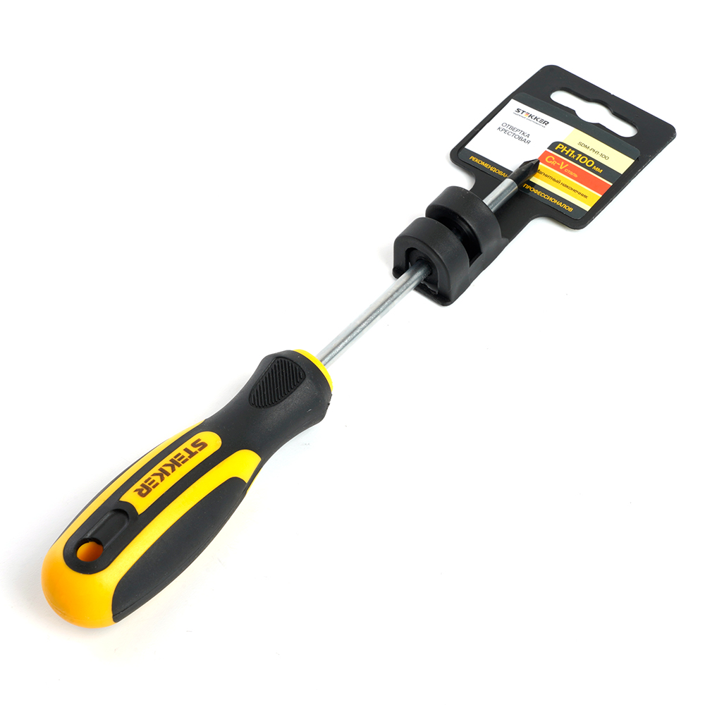 Отвертка крестовая Ph1х100мм Cr-V STEKKER SDM-PH1-100 39769
