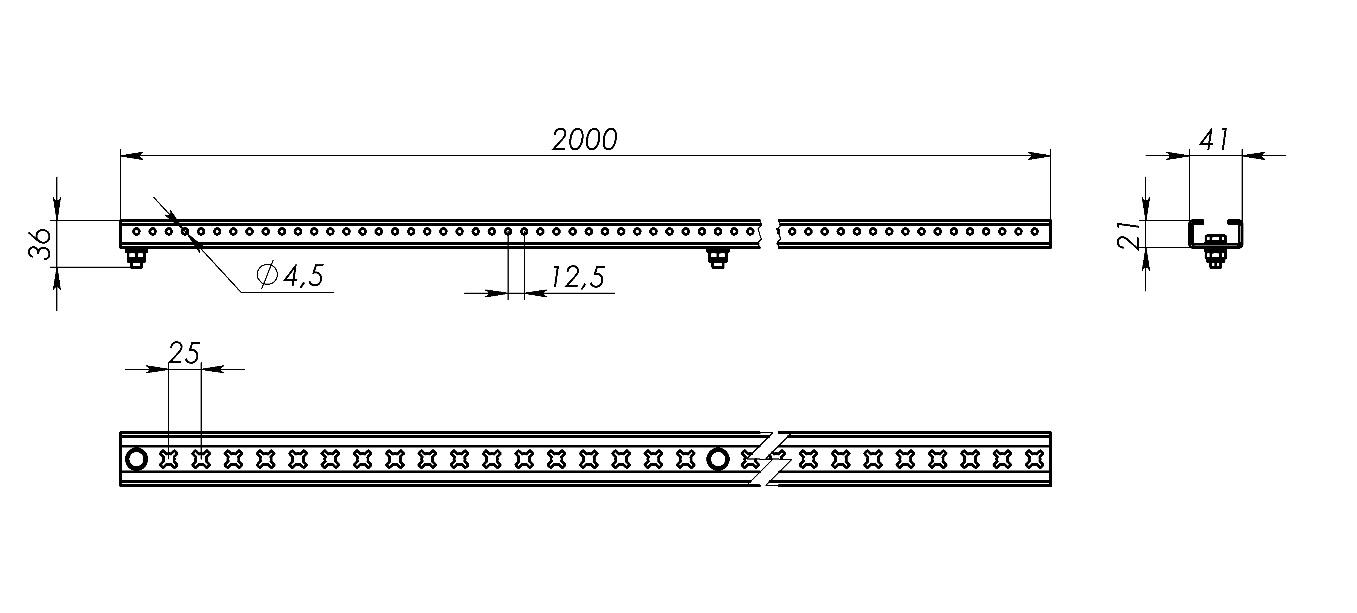 Комплект реек для установки главной шинной системы, 2000мм DKC R5BBMR2000