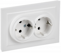 BRITE Розетка 2-местная с заземлением без защитных шторок 16А в сборе РС12-3-БрАБ арктический белый IEK BR-R21-16-K91-F