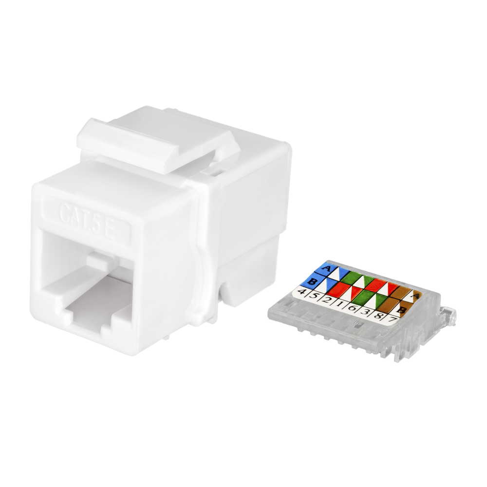 Keystone Jack 8P8C (RJ-45), UTP, Cat.5e. заделка без инструмента, белый SUPRLAN 10-0312