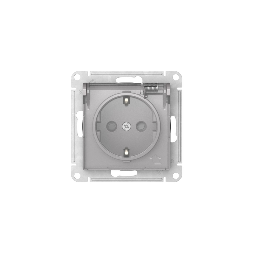 ATLASDESIGN AQUA РОЗЕТКА с заземлением со шторками с прозрачной крышкой, 16А,IP44, быстрозажимные клеммы,АЛЮМИН Systeme Electric ATN440346S
