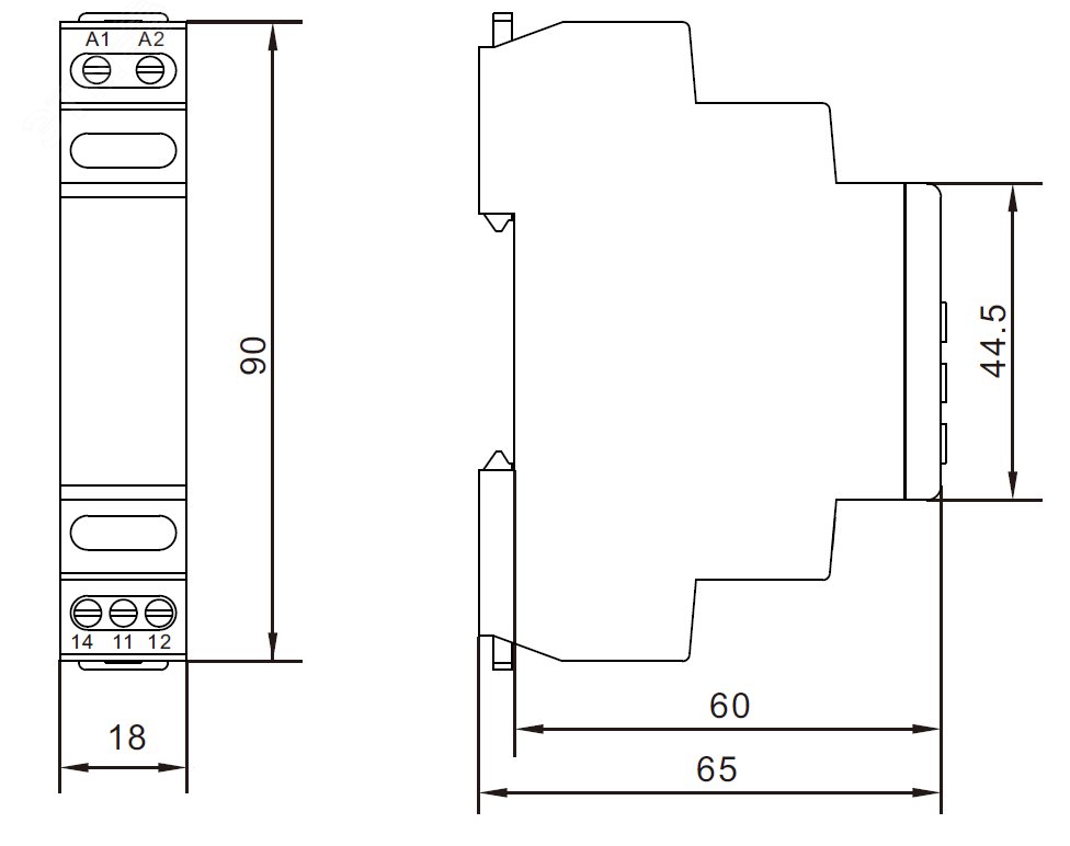Реле контроля фаз, 3 фазы, контроль напряжения, контроль обрыва фаз, конфигурация контакта 2CO, 208-480В DKC DRF-3-5