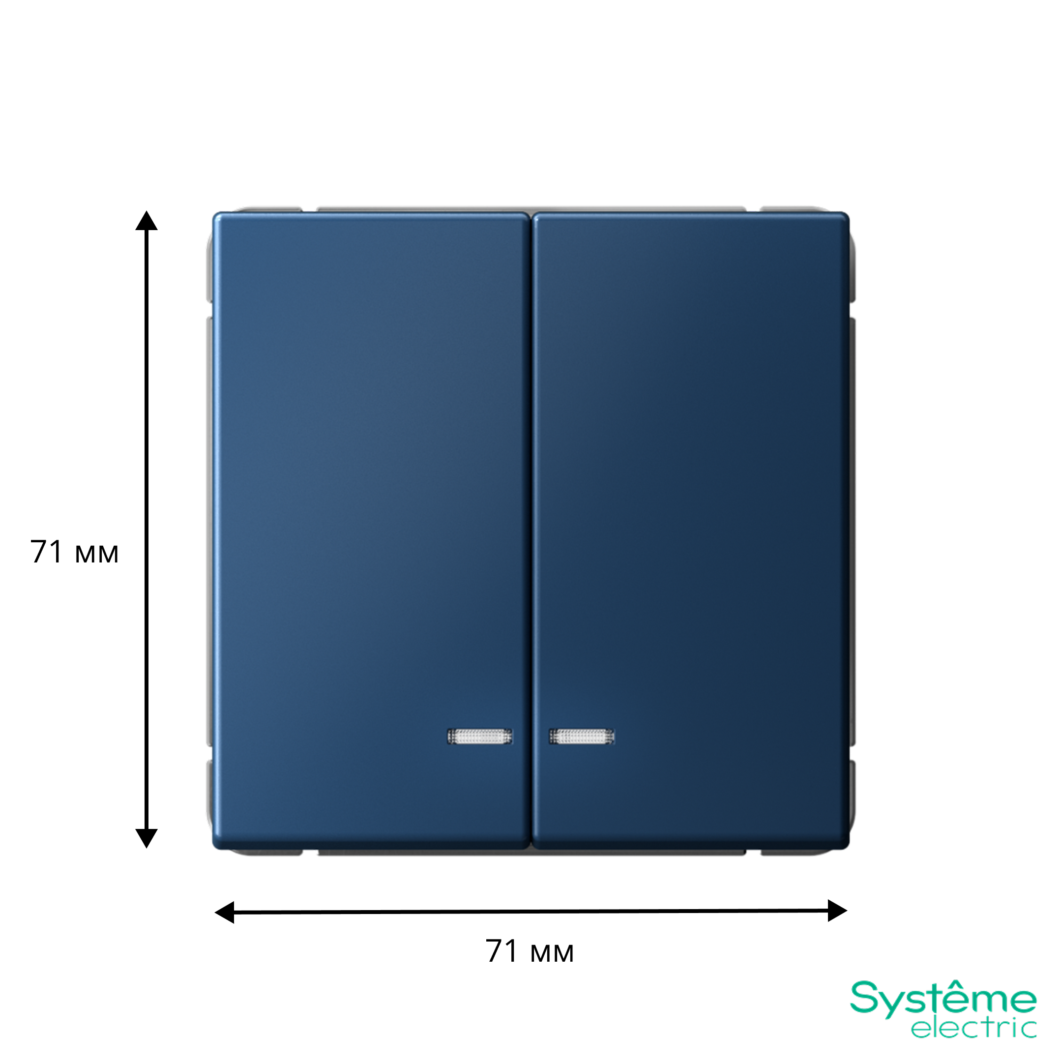 ARTGALLERY 2-клавишный выключатель с подсветкой, сх.5а, 10АХ, механизм, аквамарин Systeme Electric GAL001153