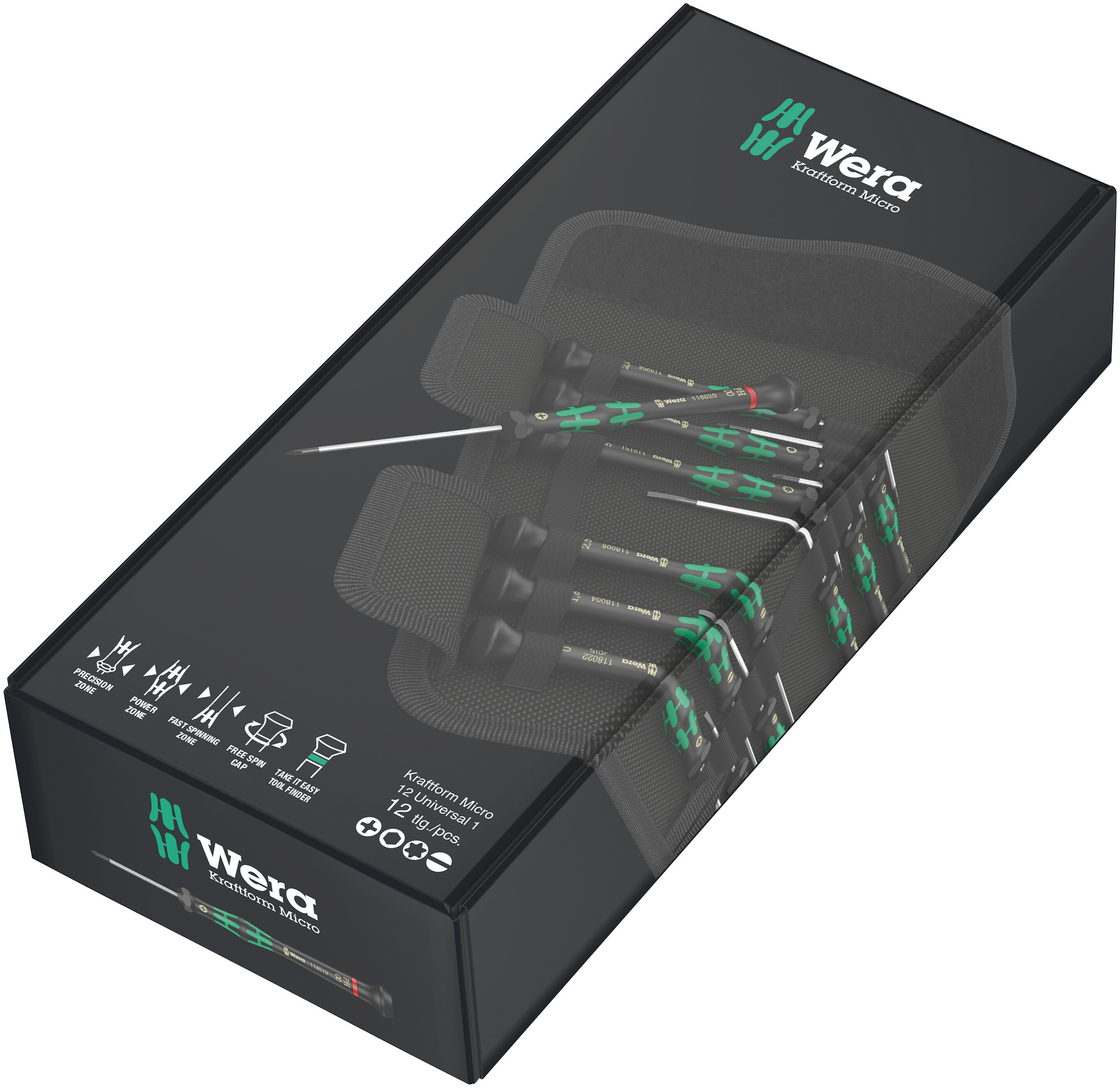 Набор отвёрток Micro 12 Universal 1 для прецизионных работ 12 предметов Wera WE-073675