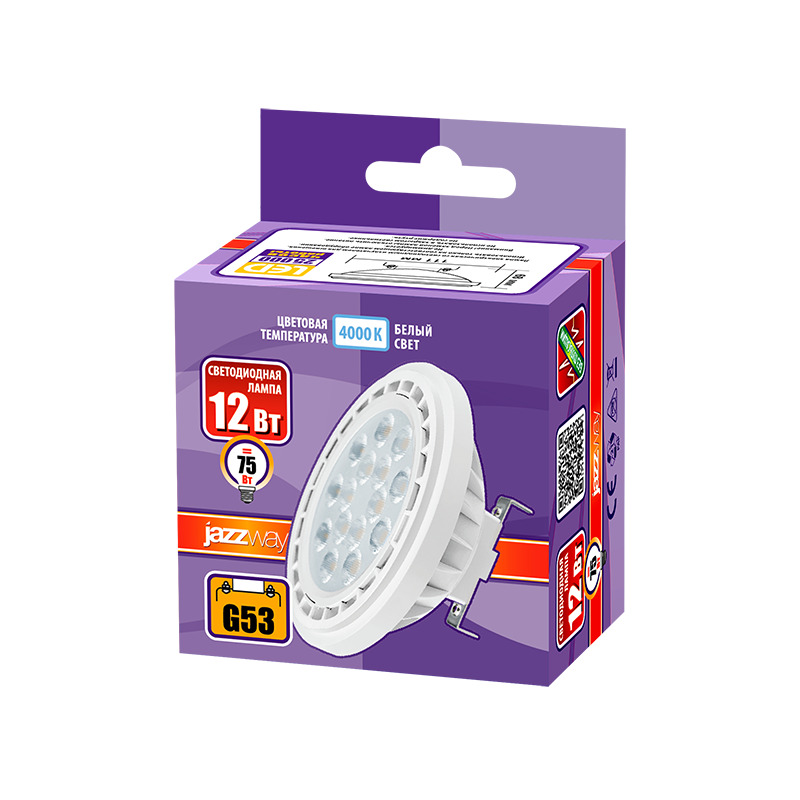 Лампа светодиодная PLED -AR111 12w 4000K 800Лм G53 230/50 JazzWay 1033895