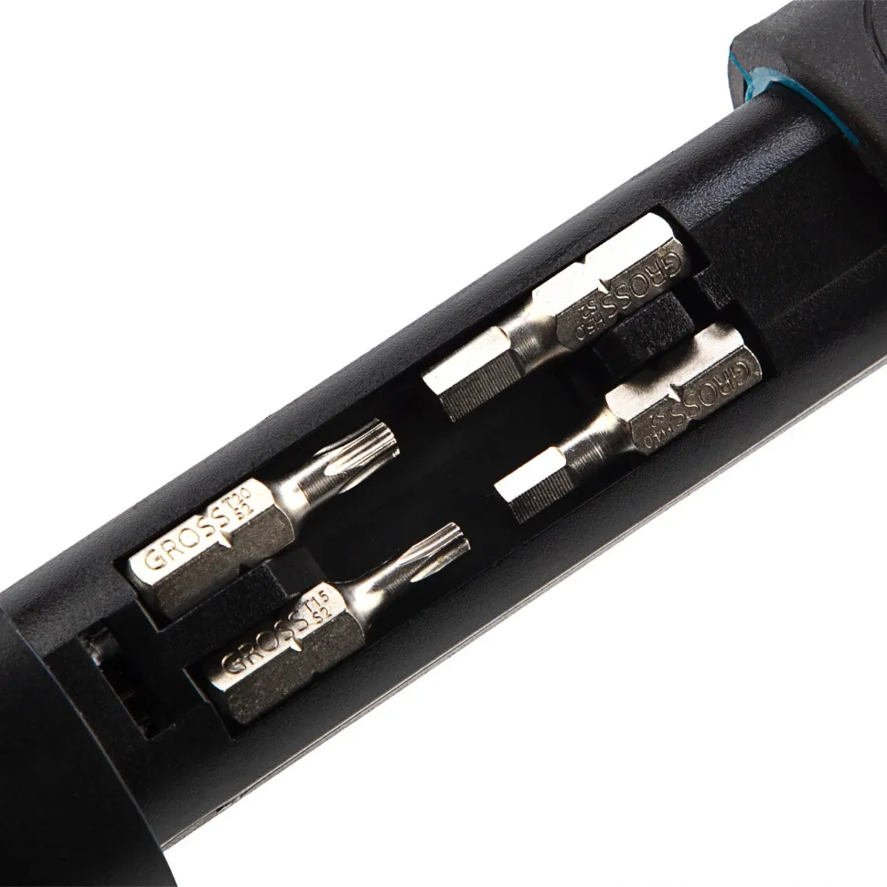 Отвертка-реверс + револ. механизм + биты., 11 пред., PH + SL + Torx + Hex, S2, 2к рукоятка GROSS 11601