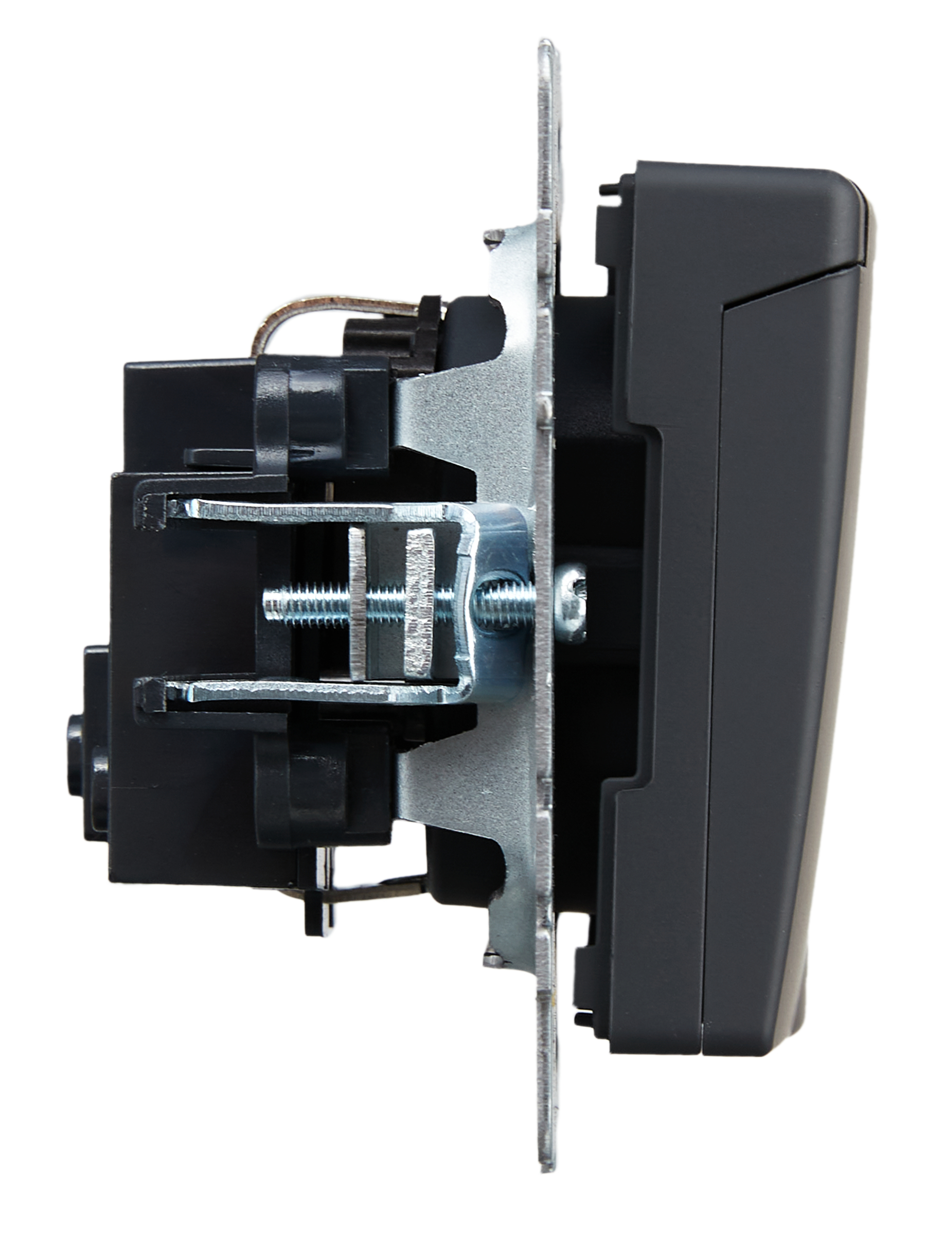 BRITE Розетка с заземлением с защитными шторками и крышкой 16А IP20 РСбш10-3-БрГ графит IEK BR-R16-16-K53