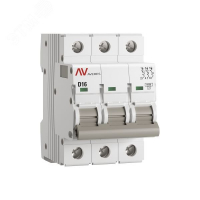 Выключатель автоматический AV-6 3P 16A (D) 6kA AVERES EKF mcb6-3-16D-av