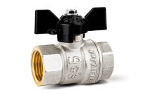 Кран шаровый латунный никелированный 11б27п1 Ду25 Ру40 (1') ВР/ВР бабочка LD Pride 47.25.В-В.Б LD 47.300.25