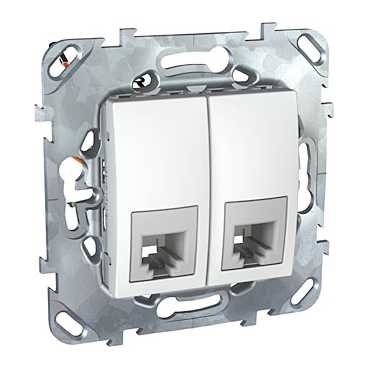 UNICA Розетка телефонная 2хRJ11 в рамку белая 4 контакта Schneider Electric MGU5.9090.18ZD