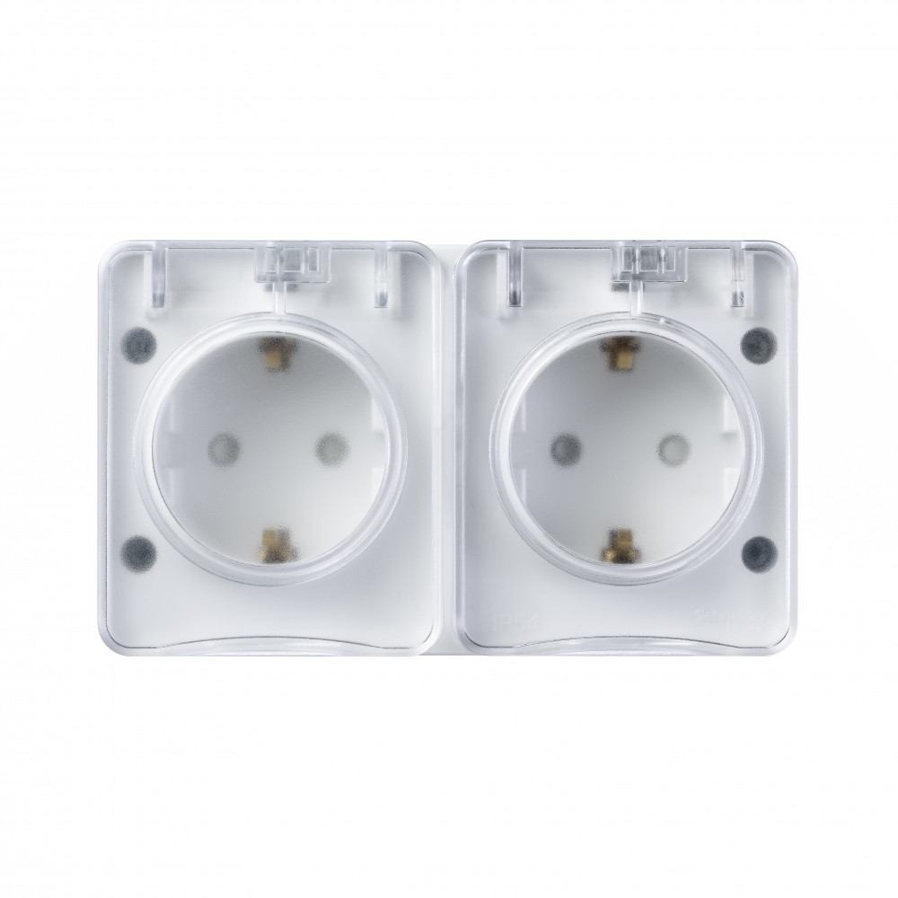 AtlasDesign Profi54  розетка двойная с заземлением со шторками IP54 16А 250B, БЕЛЫЙ, Россия Systeme Electric ATN540126