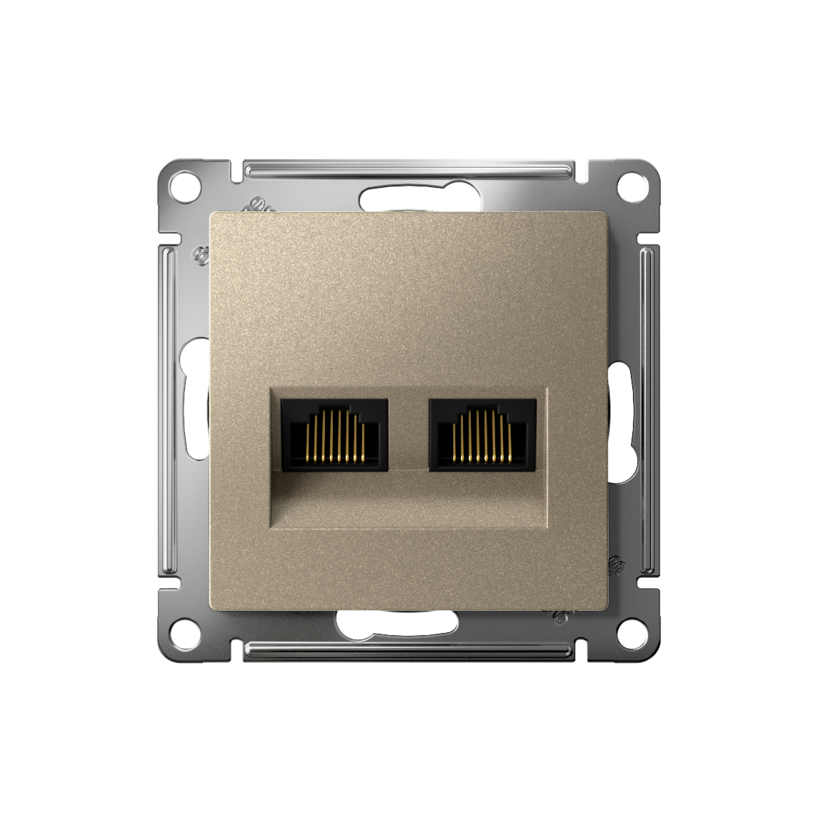 Розетка ATLASDESIGN двойная компьютерная RJ45+RJ45 категория 5E механизм шампань Systeme Electric ATN000585