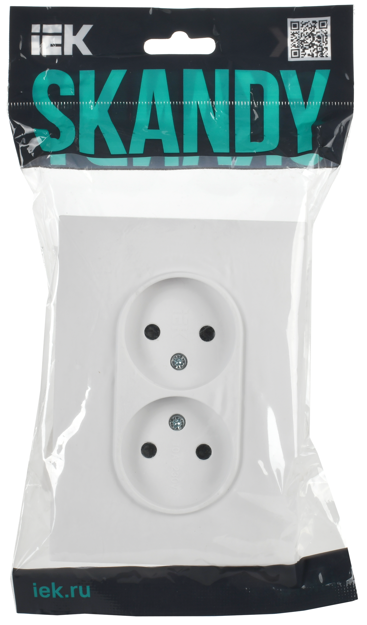 SKANDY Розетка 2-местная без заземления без защитных шторок 10А в сборе SK-R10W арктический белый IEK SK-R20-10-K01-F