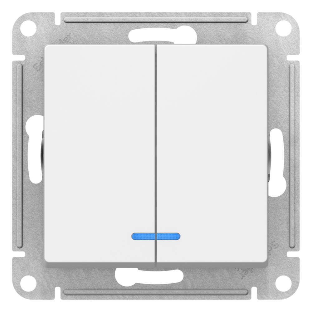 ATLASDESIGN 2-клавишный ВЫКЛЮЧАТЕЛЬ с подсветкой, сх.5а, 10АХ, механизм, ЛОТОС Systeme Electric ATN001353