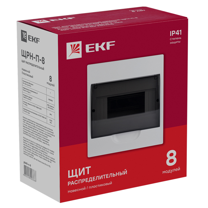 Щит распределительный навесной ЩРн-П-8 IP40 пластиковый EKF pb40-n-8