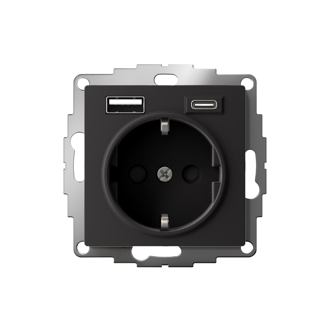 РОЗЕТКА 16А c 2 USB A+С, мех, КАРБОН Systeme Electric ATN001032