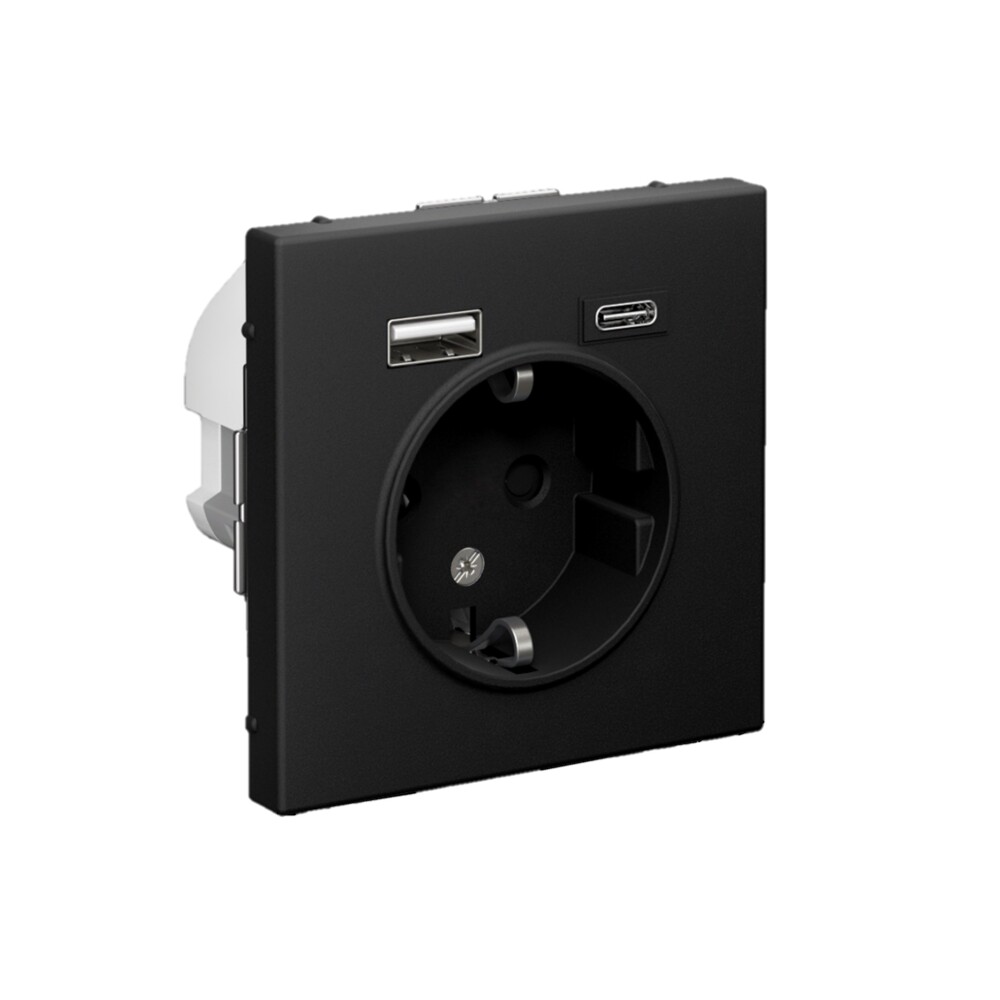 ARTGALLERY розетка 16А с 2 USB A+C, 5В/2,4А/3,0А, 2х5В/1,5А, механизм, карбон Systeme Electric GAL001032