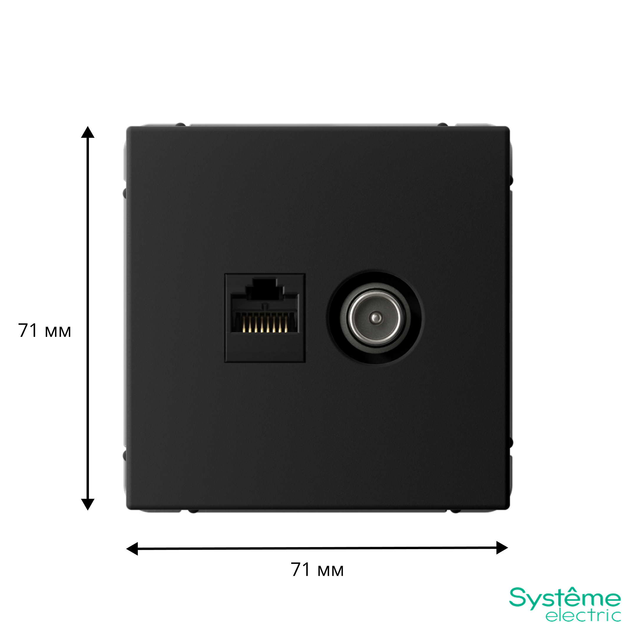 ARTGALLERY розетка двойная ТВ + компьютерная RJ45, кат. 5Е, карбон Systeme Electric GAL001089