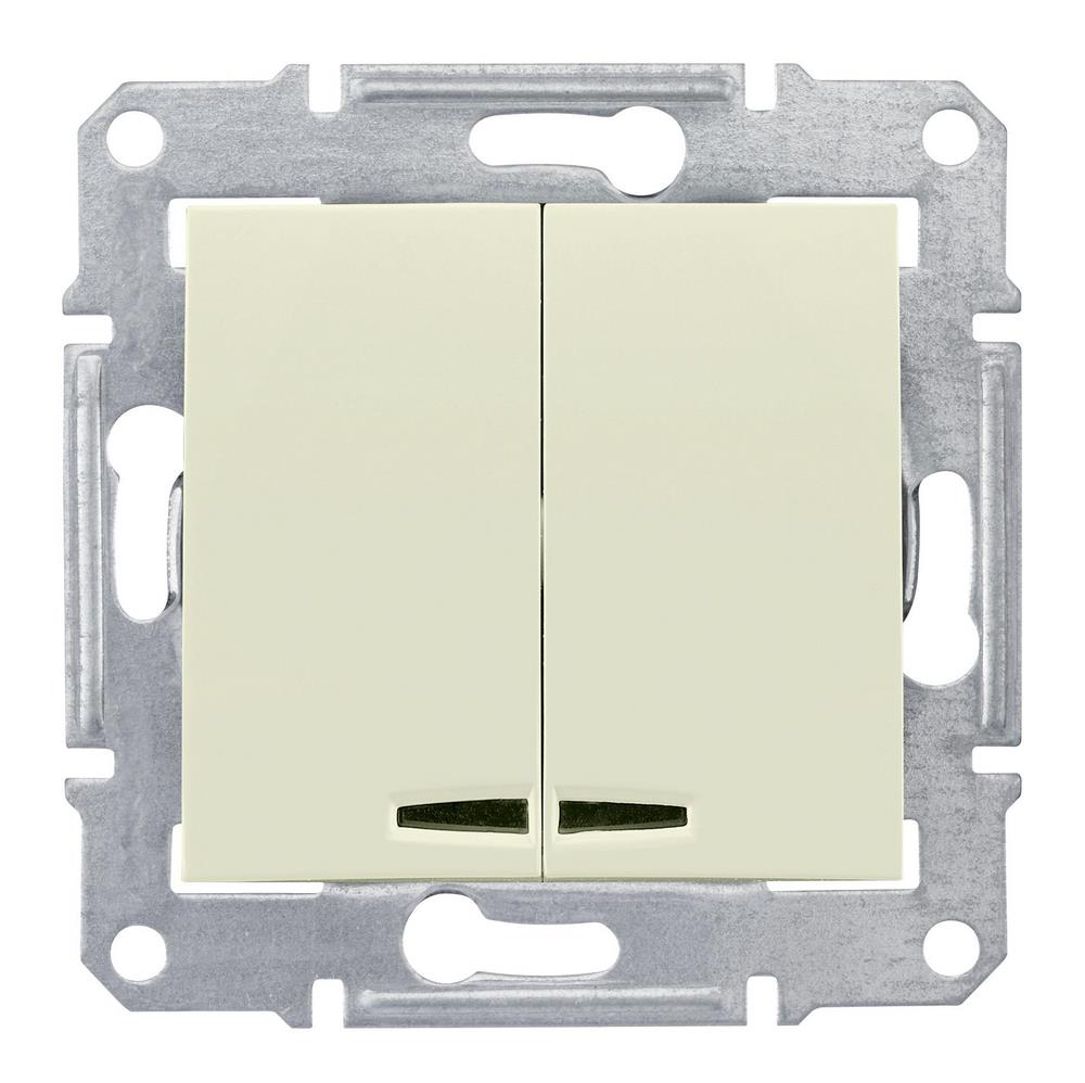Sedna Выключатель двухклавишный с подсветкой в рамку бежевый Schneider Electric SDN0300347