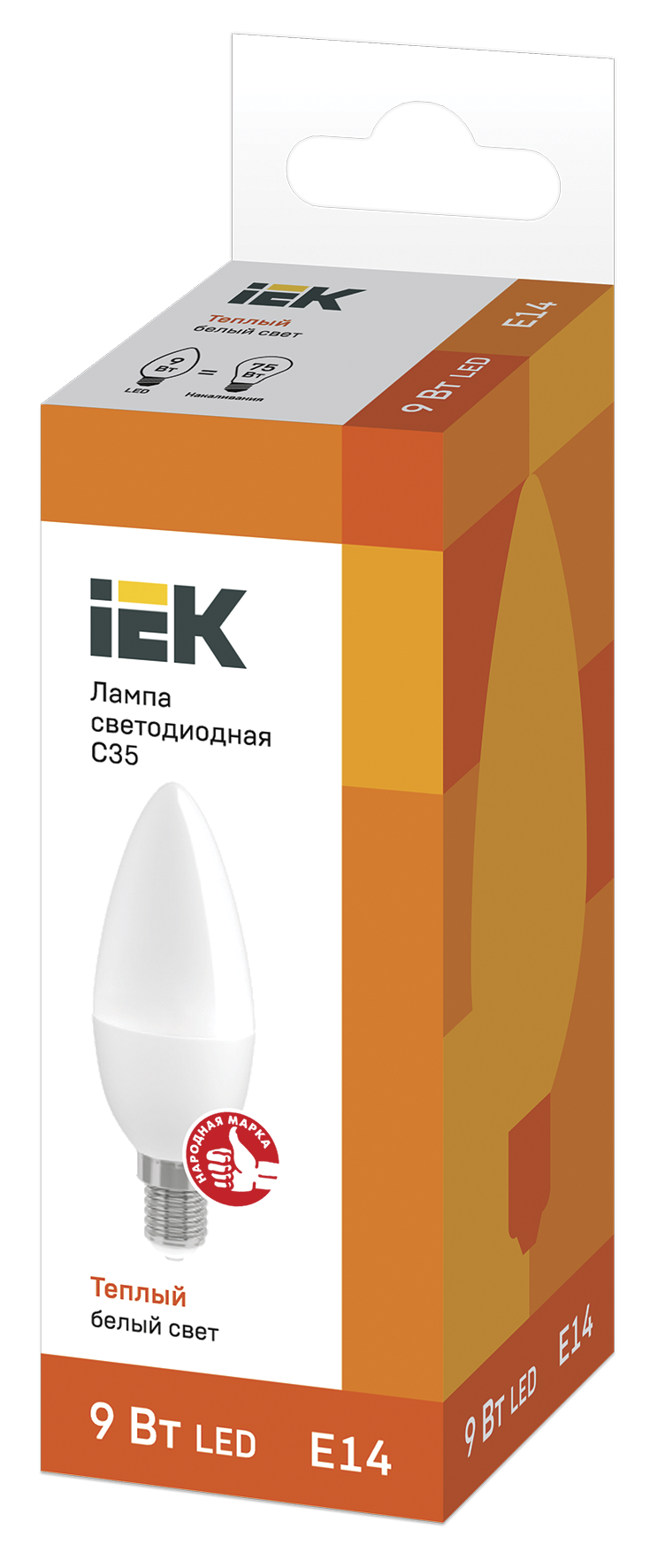 Лампа светодиодная C35 свеча 9Вт 230В 3000К E14 IEK LLE-C35-9-230-30-E14