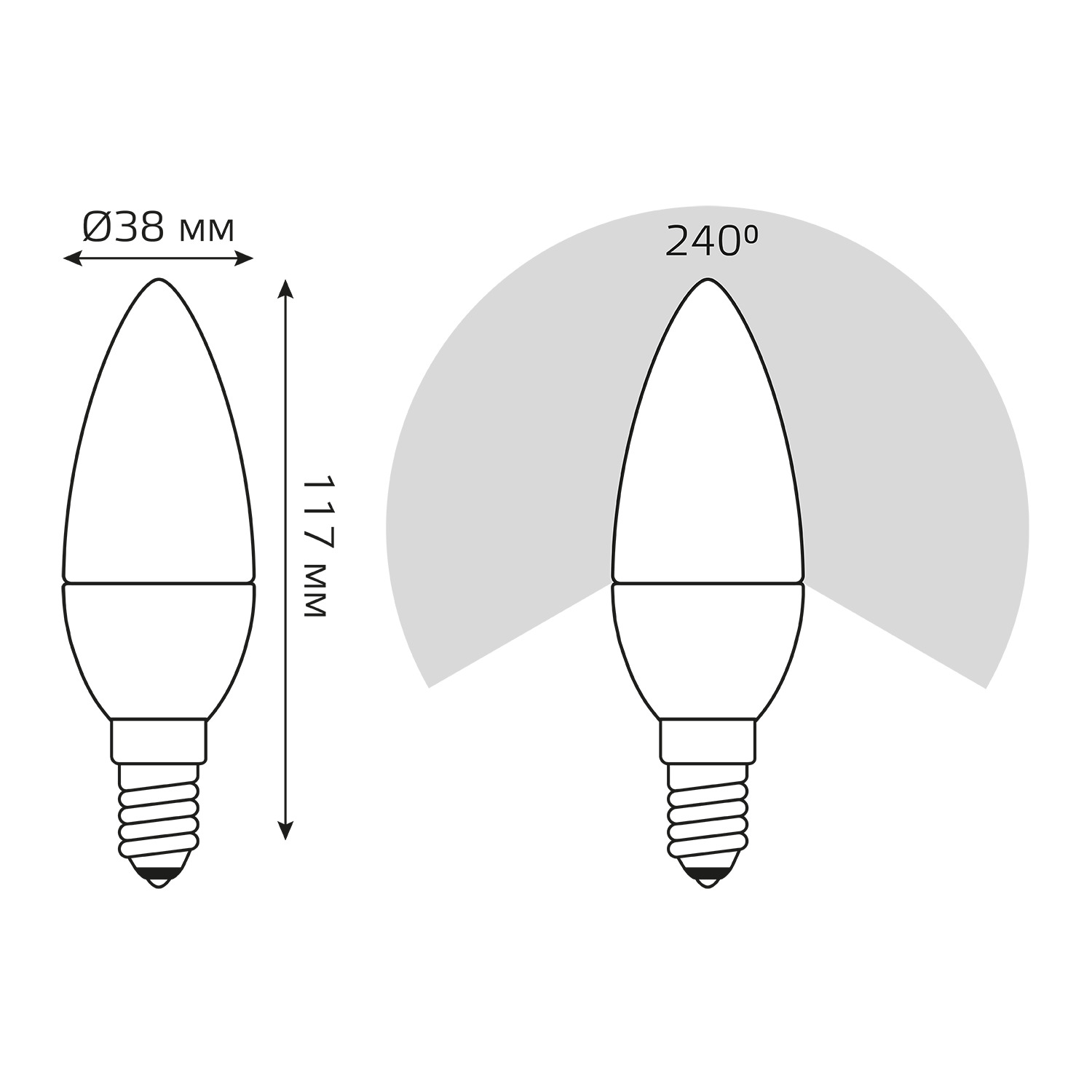 Лампа светодиодная LED 12 Вт 880 лм 3000К AC180-240В E14 свеча теплая  Elementary Gauss GAUSS 33112