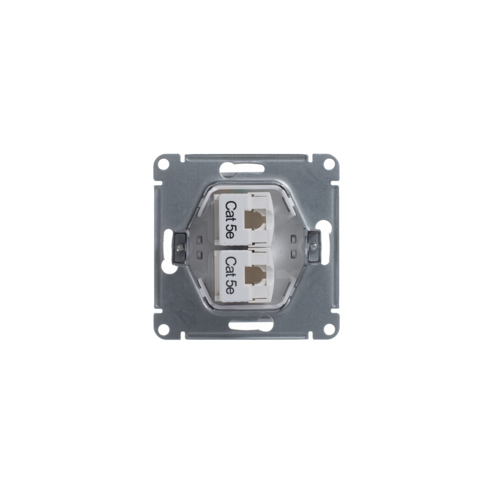 Розетка Glossa двойная компьютерная RJ45 + RJ45 кат.5E механизм белый Systeme Electric GSL000185KK