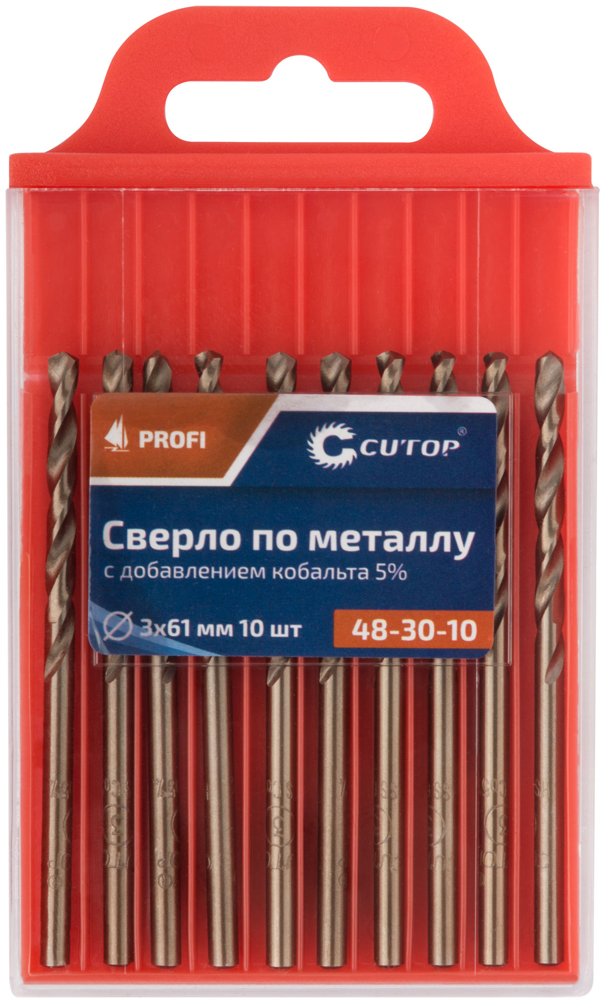 Сверло по металлу Cutop Profi с кобальтом 5%, 3X61 мм (10 шт) CUTOP 48-30-10