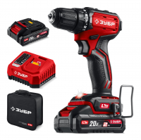 Дрель-шуруповерт, бесщеточная 20 В, 45 Н·м, 2 АКБ LMS 2 А·ч, сумка ЗУБР ДБ-45-22