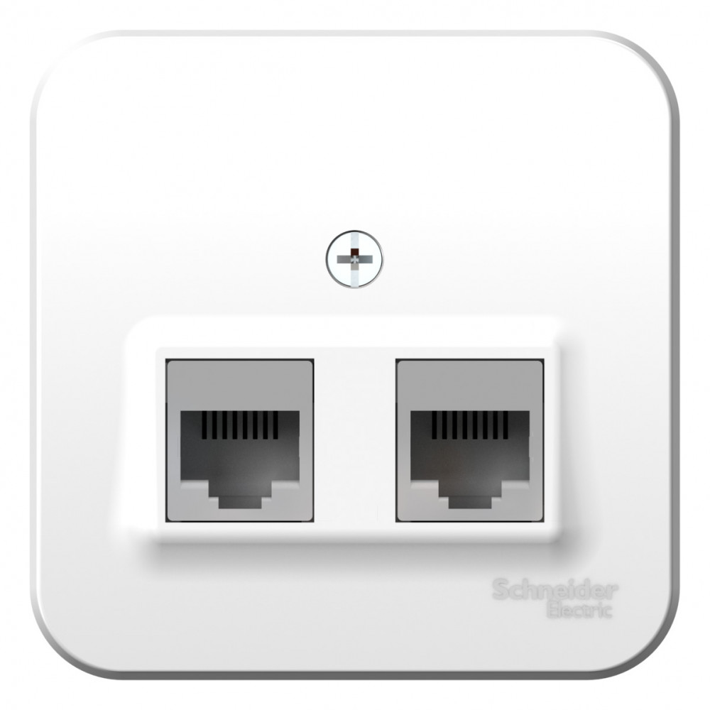 Розетка BLANCA наружная двойная компьютерная RJ45, кат.5e, с изолирующей пластиной, белый Systeme Electric BLNIA045451