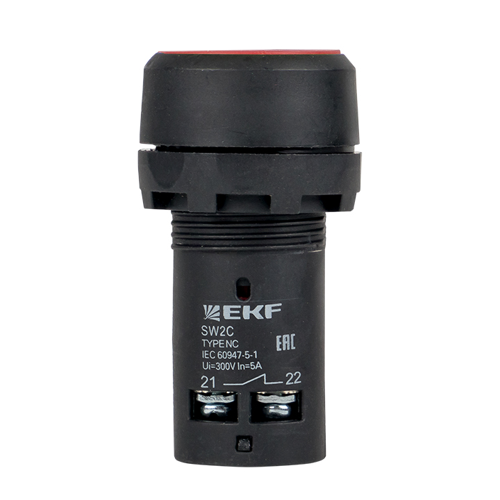 Кнопка красная возвратная SW2C-11 без подсветки IP54 EKF sw2c-11s-r