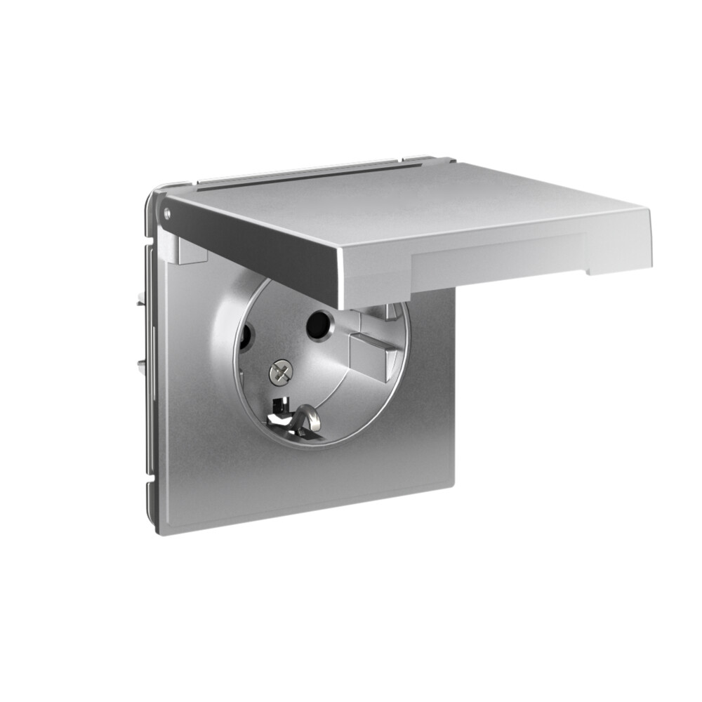 ARTGALLERY розетка с заземл. со шторк. с крышкой, 16А, IP20, механизм, алюминий Systeme Electric GAL000346